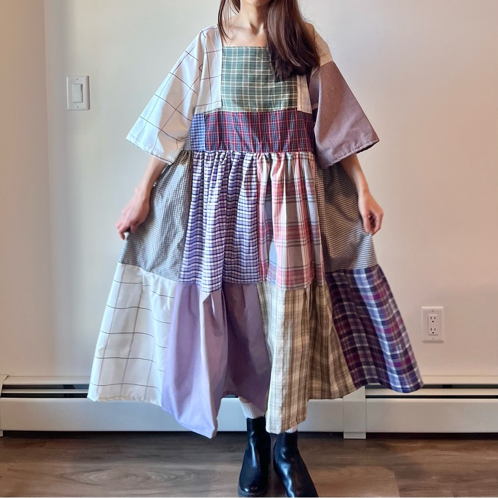 Handmade Quilted Patchwork Plaid Dress SKU 01174 - Picture 14 of 16